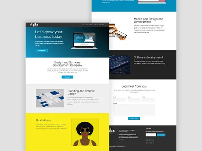 Digiko Media Landing branding design illustration minimal ui uiux ux web website