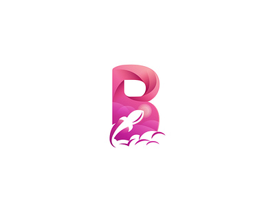 B Rocket Logo b business fast faster fly galaxy global globe letter logo logotype rocket science sky space spaceship speed star technology travel