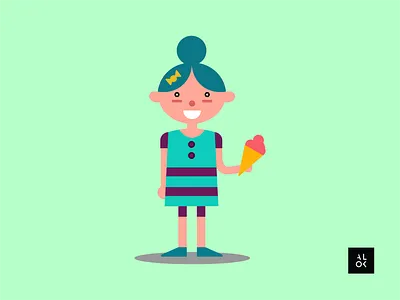 Girl With IceCream | Character Design Illustration alok cartoon cartoon character cartoon design character design design designer dribbble girl girl character girl illustration girl with icecream ice cream icecream illustration modern art poster vector