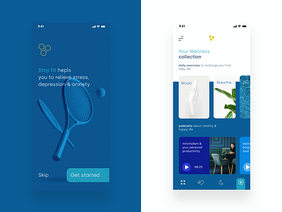 Stress management App app concept design flat image mobile ui navy sport stress ui ui ux wellness white