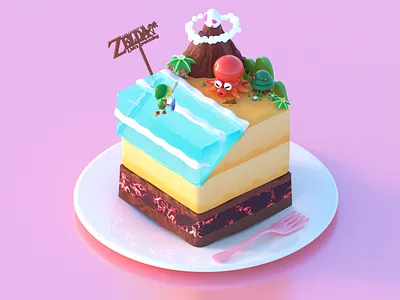 Zelda Cake - Yum~Yum 3d c4d charachter design dribbble game illustration island isometric switch ui ux