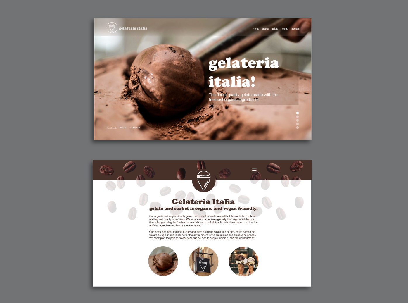 Example of Gelateria Italia web pages