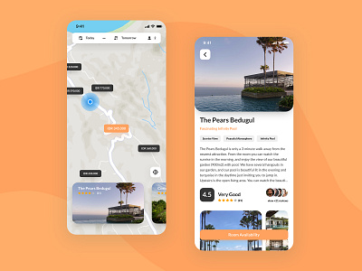 Travel App: Nearby Accommodation accomodation maps mobileui travel travelapp typography ui