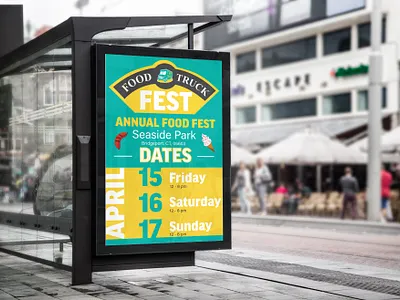 Food Truck Fest Poster Design design food truck illustration poster typogaphy vector