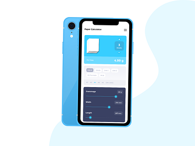 Paper Weight Calculator App UI/UX app design design ios app design main screen mobile mobile app mobile ui screen design simple ui