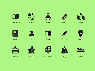 School Icons app back to school glyph graphic design icon icon a day icon app icon bundle icon set learning modern school solid icon ui ux vector web