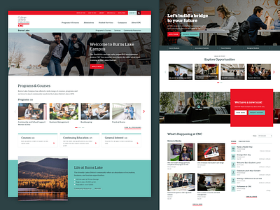 College of New Caledonia college education hero homepage red ui ux website