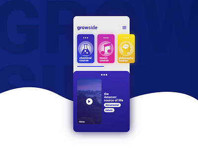 Growside / App for learning concept app app design application branding design flat logo material ui materialdesign minimal ui