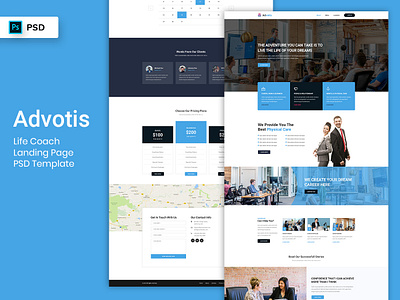 Life Coach Landing Page PSD Template dashboard inspiration landing landingpage lifecoach motivation page promotional psdtemplate service webdesign
