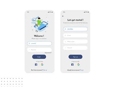 Login / Signup page app application ui figma illustration interaction design login screen signup screen ui ux