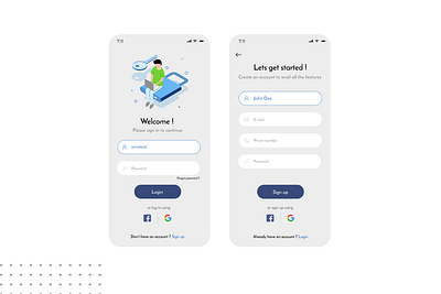 Login / Signup page app application ui figma illustration interaction design login screen signup screen ui ux