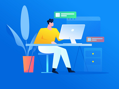 receives mail and processing information app branding color data analysis design flat illustration mobile vector web