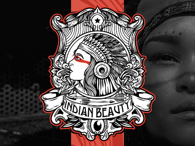 Indian Beauty vintage logo beautiful beauty brand branding design designs illustration indian logo skull typography vector