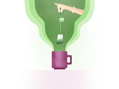 Green Tea - illustration cup green hand illustration illustrations tea tea bag