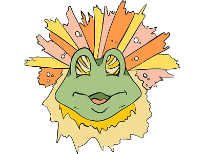 Crazy Frog abstract animal art bubbles character color creative design eyes frog fun illustration illustrator logo psychedelic psychedelic art rays toad tongue water