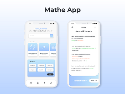 Mathe App adobe xd app app design beginner math mathematics mobile ui ui design ux ux design