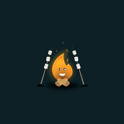 Camp fire 2d character camp fire illustration illustrator night vector vectorart