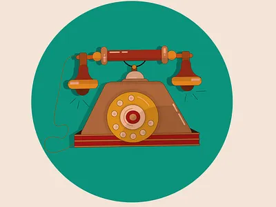 vintage telephone art design flat flat art illustration minimal telephone vector vintage