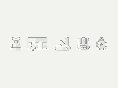 Camping icons app branding camping design flat icon icon design icon set illustration minimal vector