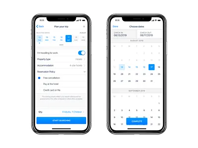 Trip Planner iOS App UI booking app calendar calendar design calendar ui hotel app interface ios mobile design product design travel trip trip planner