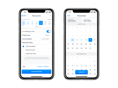 Trip Planner iOS App UI booking app calendar calendar design calendar ui hotel app interface ios mobile design product design travel trip trip planner