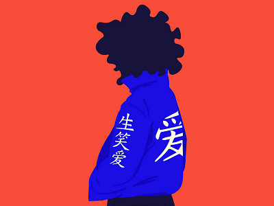 LIVE . LAUGH . LOVE adobe illustrator blue design flat graphic design illustration inspiration jacket japan laugh live love melancholy minimalism woman woman illustration