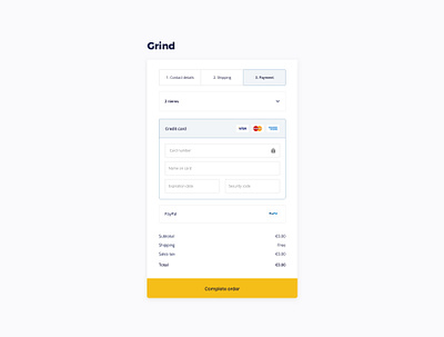 Focused checkout checkout credit card ecommerce order payment shop shopping ui ux