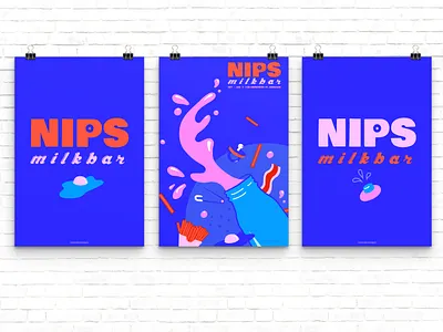 Nips Milkbar Posters branding graphic design illustration posters vector