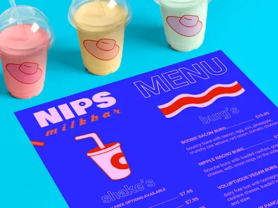 Nips Milkbar Menu branding design graphic design illustration menu design print