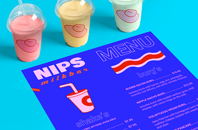 Nips Milkbar Menu branding design graphic design illustration menu design print