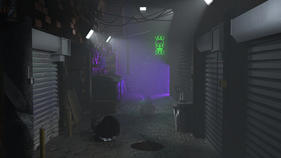 3D Alley Scene Render 3d art 3d modeling 3d render 3d sculpting art digital art lighting maya scenery substance painter texturing zbrush