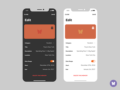 Butterfly iOS App app branding dark dark mode design flat ios iphone x light mode materik typography ui ux