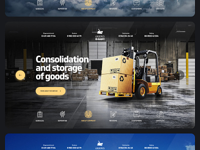 Screen about the service for the site of the logistics company airplane app big hero cargo delivery china container design desktop first screen freight landing page loader logistics ship site ui ux web web design