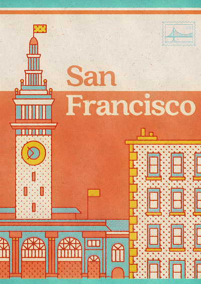 San Francisco Poser 2 california illustration outline poster poster art retro san fran san francisco texture travel travel poster