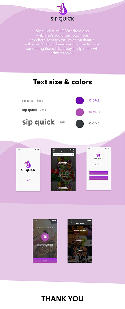 Sip Quick android app design food app ui food ordering app ios app deisgn