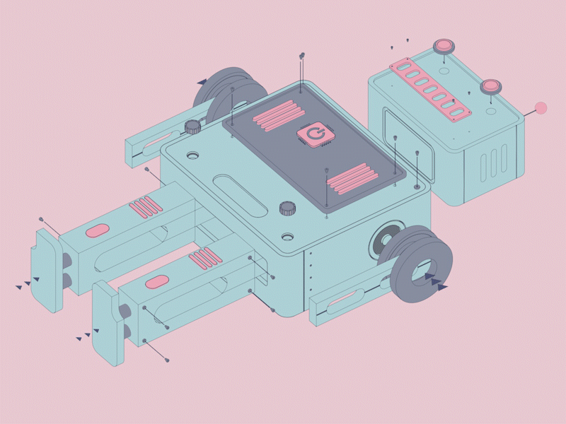 Millbot Is A Chillbot c4d cinema4d design flat illustration minimal motion motion design motiongraphics render vector