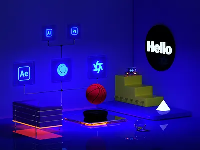 Hello, Dribbble! 3d study scenographic composition scenography