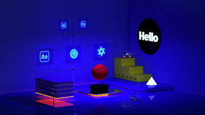 Hello, Dribbble! 3d study scenographic composition scenography