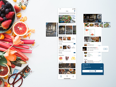 Chow - Food Ordering App UI card design card layout details page food app food app ui food cart food delivery app food design food order food styling foodie homepage design ios design layout design layouts menu design mobile app design offer online order ui design