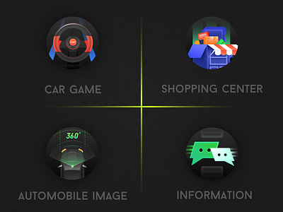 Design of automotive theme Icon blockchain car green icon information shopping ui