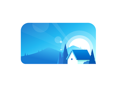 Sunrise design hill home house icon illustration morning sun sunrise tree vector