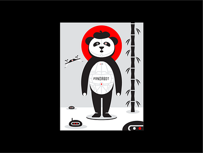 Pandabot. illo illustration panda robot simple simple clean interface