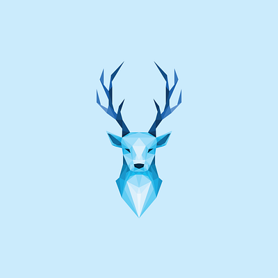 Frozen Deer art badge blue brand brand identity branding concept deer design frozen icon illustration logo logodesign lowpoly minimal simple sketch vector vector illustration