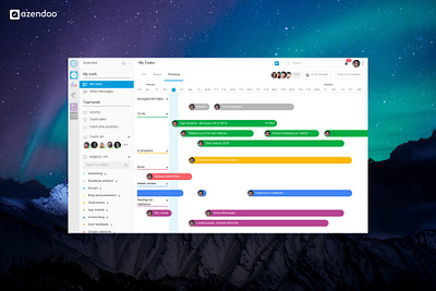 Application Azendoo - Timeline agile application chronologie gantt gestion de projet planning projet tasks team team task teamwork time timeline timer to do ui design user experience user interface ux design workspace