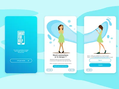 Shout For Help - app app app design app ui design flat illustration illustrator intro screen logo onboarding screen splashscreen typography ui uiux ux vector