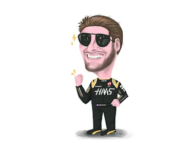 Romain Grosjean - Haas F1 Team autosport car cute f1 formula 1 grosjean grosjean illustration motorsport race race car racer racing racing driver romain