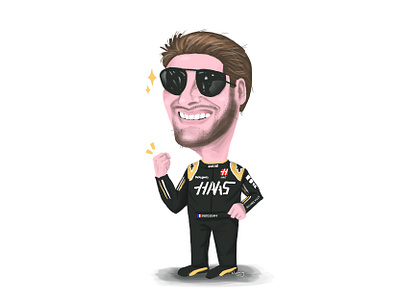 Romain Grosjean - Haas F1 Team autosport car cute f1 formula 1 grosjean grosjean illustration motorsport race race car racer racing racing driver romain