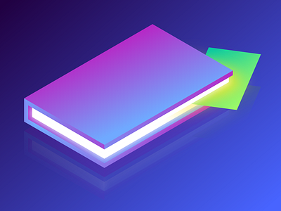 Book at midnight art dark glow gradient illustration isometric isometric art isometric illustration reflection