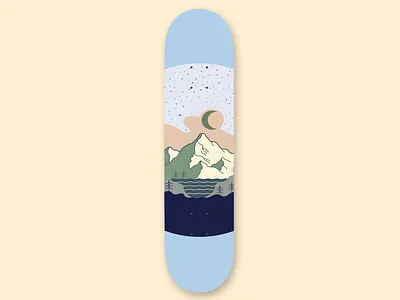 Mountain Skateboard branding design forest illustration lake moon mountain outdoor outdoors poster vector