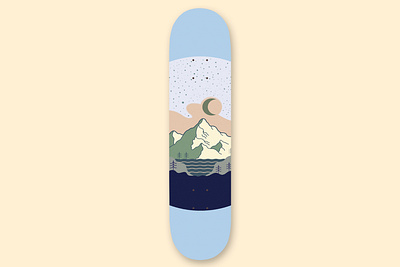 Mountain Skateboard branding design forest illustration lake moon mountain outdoor outdoors poster vector